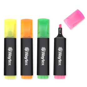 Lot de 4 Surligneurs Fluo Waytex - Couleurs Assorties pour Bureau et École