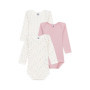 Lot de 3 bodies manches longues fleuris pour bébé - Petit Bateau