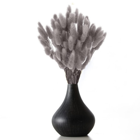 Bouquet d'Herbe de Pampa Séchée - Décoration Élégante en Gris-Noir