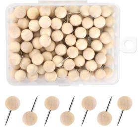 100 Punaises en Bois Naturelles pour Bureau et Artisanat