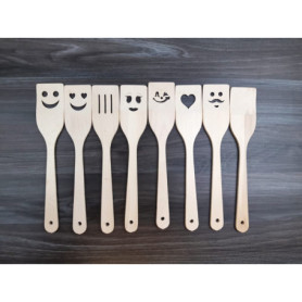 Lot de 8 Spatules en Bois de Hêtre JOWE - Ustensiles de Cuisine Pratiques