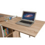 Bureau Pliable Extensible avec Bibliothèque 4 Compartiments - Beige