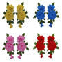 Lot de 4 Patchs en Dentelle Florale 3D - Rose pour Couture et Loisirs Créatifs
