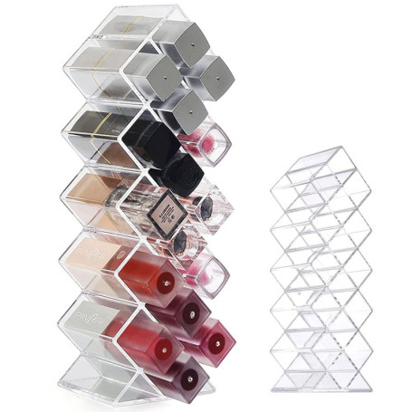 Boîte de Rangement Cosmétique Transparente pour 16 Rouges à Lèvres