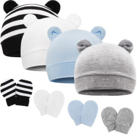 DRESHOW Set de Bonnets et Moufles Doux pour Bébé 0-6 Mois