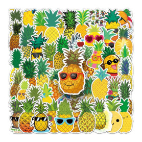 Lot de 50 autocollants ananas en vinyle imperméable pour décoration