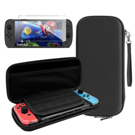 Coque Rigide Étanche pour Nintendo Switch avec Protection d'Écran en Verre Trempé - Noir