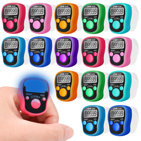 Lot de 15 Compteurs de Doigts Électroniques WIYETY avec Veilleuse LED