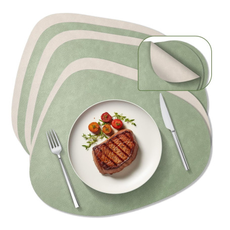 Set de Table Lavable Double Face en Cuir - Lot de 6, Antidérapant et Résistant à la Chaleur