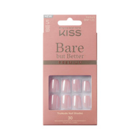 KISS Bare but Better - Lot de 30 Faux Ongles Pression Rose Intro