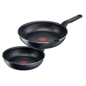 Tefal Lot de 2 Poêles Anti-Adhésives Noir 24 et 28 cm avec Indicateur de Température