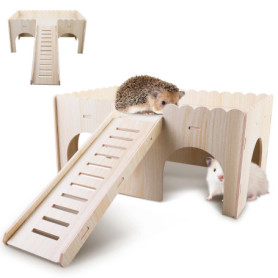 Lit en Bois pour Cochons d'Inde avec Rampe - Maison Spacieuse pour Animaux 28,41 €