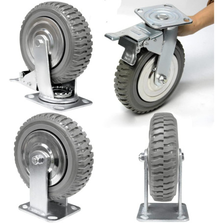 Lot de 4 Roulettes Charge Lourde avec Freins - 200 mm pour Chariots et Meubles 206,91 €