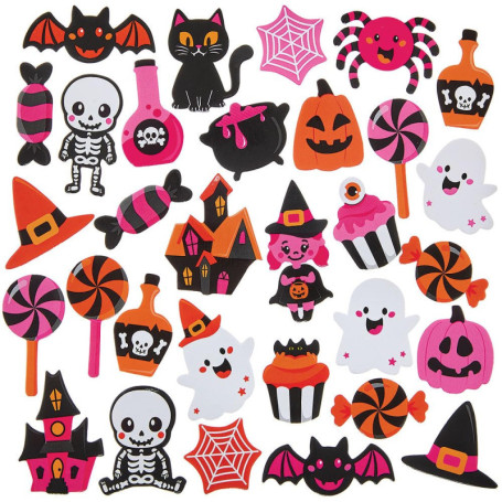 Lot de 120 Autocollants en Mousse Roses Halloween - Bricolage et Décorations Festives