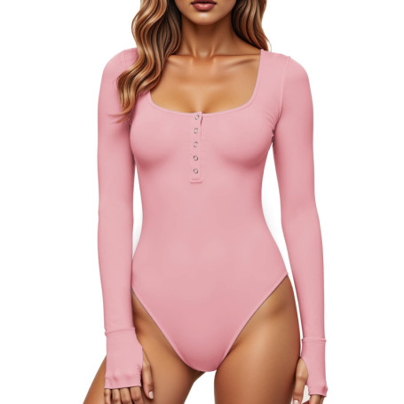 Body Femme GJY à Manches Longues en Rose Mignon