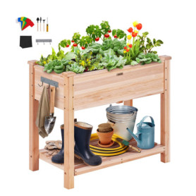 VEVOR Jardinière Surélevée en Bois de Sapin 86x46x76 cm pour Jardin et Terrasse