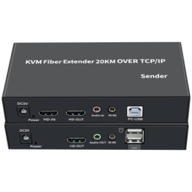 Extendeur KVM Fibre 20km HDMI USB avec Télécommande - Full HD 1080p