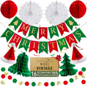 Ensemble de Décorations de Noël Réutilisables en Papier - Vintage et Écologique
