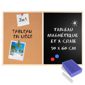 Tableau Magnétique et Ardoise Noir 90 x 60 cm - Creative Home 49,92 €