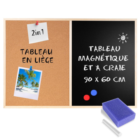Tableau Magnétique et Ardoise Noir 90 x 60 cm - Creative Home 49,92 €