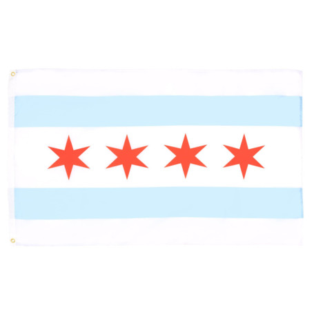 Drapeau Chicago 150x90 cm en Polyester avec Oeillets Métalliques
