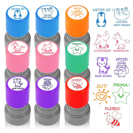 Lot de 9 Tampons Auto-Encreurs pour Enseignants - Motivation et Récompenses