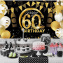 Bannière d'Anniversaire 60 Ans en Or et Noir avec Ballons