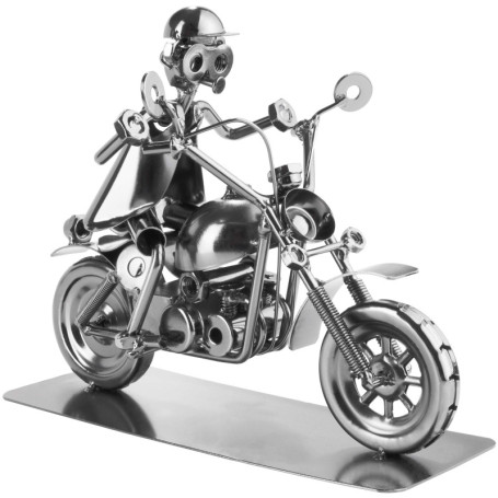 Figurine en Métal Motard BRUBAKER - Décoration Artisanale pour Passionnés de Moto