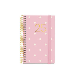 Agenda Annuel 2025 Miquelrius avec Couverture Cartonnée et Spirale - Polka Dots