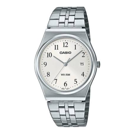 Montre Casio Homme MTP-B145D-7BVDF - Cadran Blanc et Bracelet Argent