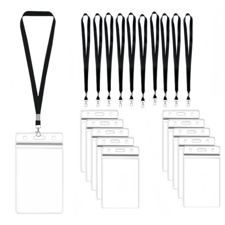 Lot de 10 Porte-badges Étanches avec Lanières - Protection Idéale pour École et Événements