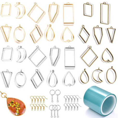 Pendentifs Géométriques en Métal GIAK - 55 Pièces pour Créations Artisanales