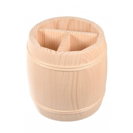 Organisateur de Cuisine en Bois Tonneau - Pots à Ustensiles Naturels