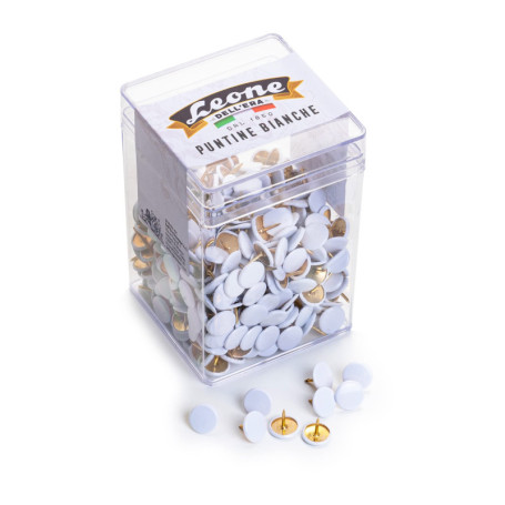 Lot de 500 Punaises Blanches Colorées dans un Bocal Transparent - Leone DELL'ERA