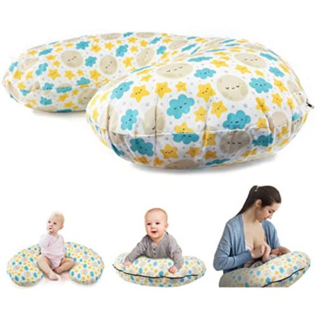 Coussin de Grossesse et d'Allaitement Mobiclinic - Forme U, 100% Coton, Housse Amovible