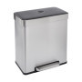 Poubelle de recyclage rectangulaire 60L avec double compartiment - Noir/Argent