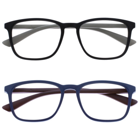 OPULIZE Max - Lunettes de Lecture Unisexe - 2 Paires Noir et Bleu Mat