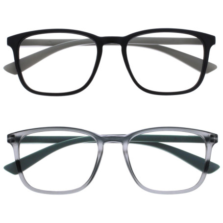 OPULIZE Max - Lunettes de Lecture Unisexe - 2 Paires Noir et Gris