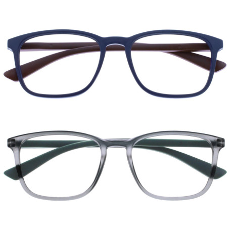 Lunettes de Lecture OPULIZE Max - 2 Paires Unisexe en Bleu et Gris Mat