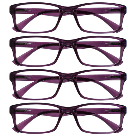 Pack de 4 Lunettes de Lecture Designer Pourpres - Hommes et Femmes
