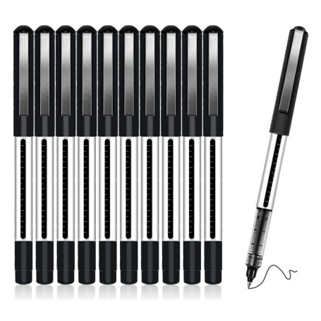 Deli Lot de 12 Stylos Roller Gel Noir 0,5 mm - Écriture Ergonomique