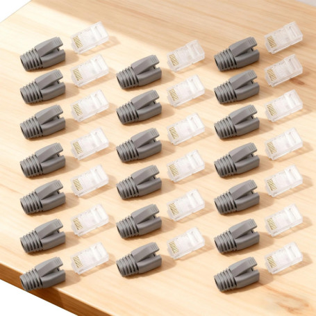 Connecteurs RJ45 Cat5e WJUAN - 20 Pièces avec Coque de Protection Grise