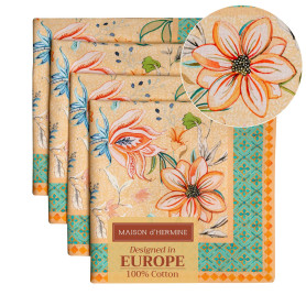 Maison d'Hermine Lot de 4 Serviettes de Table 100% Coton, carrées, réutilisables et lavables, pour Un Usage Quotidien, dîner, Ma