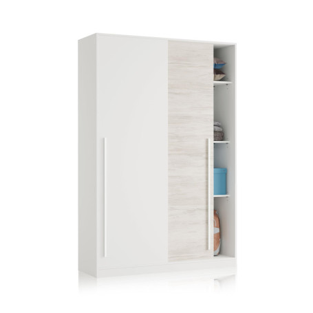 Armoire de Rangement LOUNGITUDE Blanc et Bois - Design Contemporain