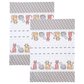 Lot de 2 Torchons de Cuisine Chats Mignons en Coton Absorbant