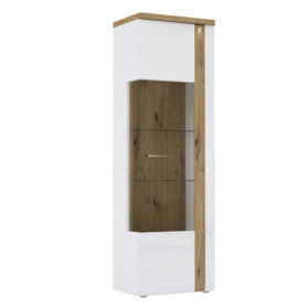 Vitrine Tuluza FORTE en Bois Blanc et Chêne Artisan avec Éclairage