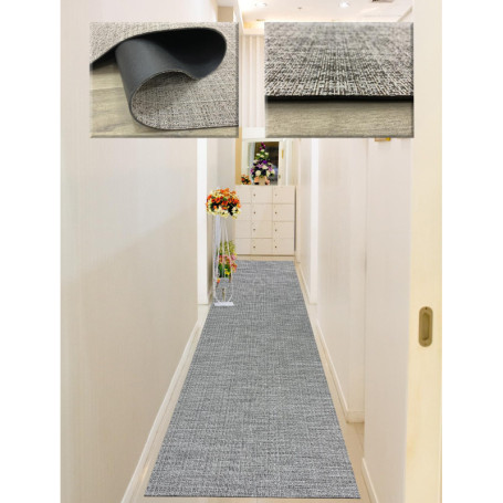Tapis en Vinyle Tressé Beige 70 x 300 cm - Antidérapant et Lavable