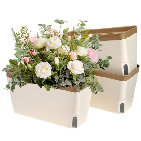 QWORK® Ensemble de 3 Pots de Fleurs Auto-arrosants 27 cm avec Fenêtre de Niveau d'Eau