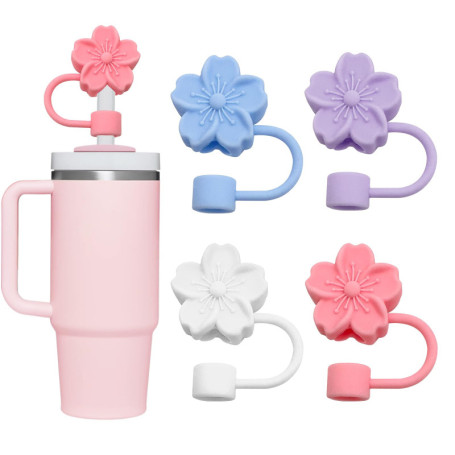 Lot de 4 Couvercles en Silicone pour Pailles YISCOKO - Compatibles 10 mm, Multicolores