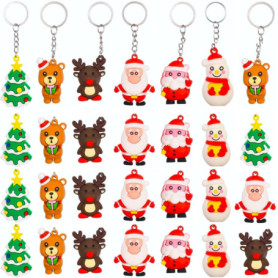 Ensemble de 36 Porte-Clés de Noël 3D - Décorations Festives Multicolores